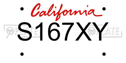 S167XY California License Plate