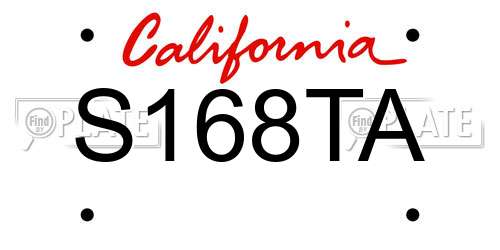S168TA California License Plate