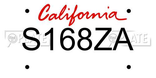 S168ZA California License Plate