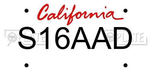 S16AAD California License Plate