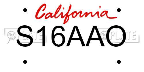 S16AAO California License Plate
