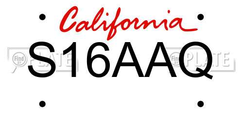 S16AAQ California License Plate