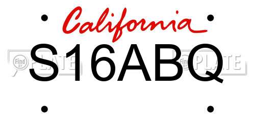 S16ABQ California License Plate