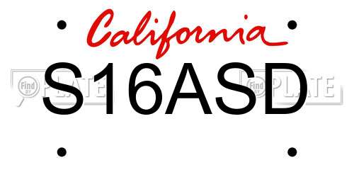 S16ASD California License Plate