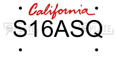 S16ASQ California License Plate