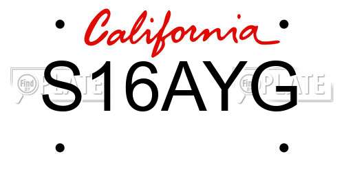 S16AYG California License Plate