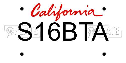 S16BTA California License Plate