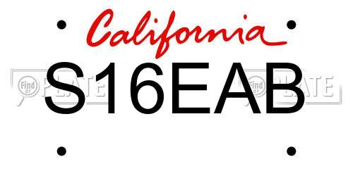 S16EAB California License Plate
