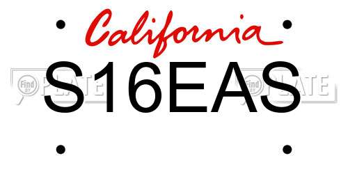 S16EAS California License Plate