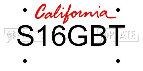 S16GBT California License Plate