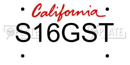 S16GST California License Plate