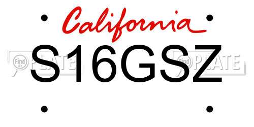 S16GSZ California License Plate