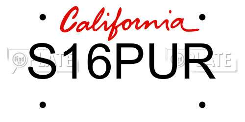 S16PUR California License Plate