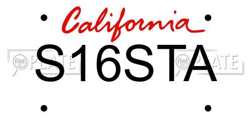 S16STA California License Plate