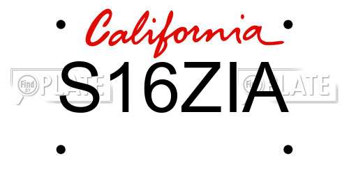S16ZIA California License Plate