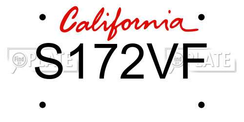 S172VF California License Plate