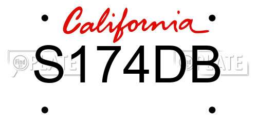 S174DB California License Plate