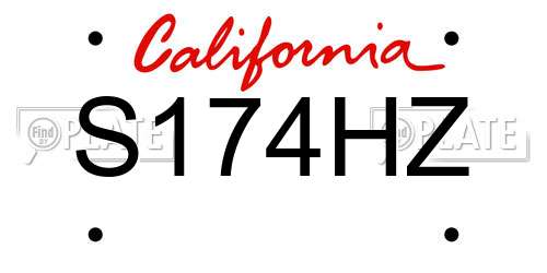 S174HZ California License Plate