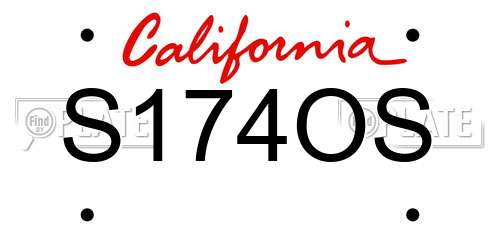 S174OS California License Plate