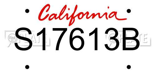 S17613B California License Plate