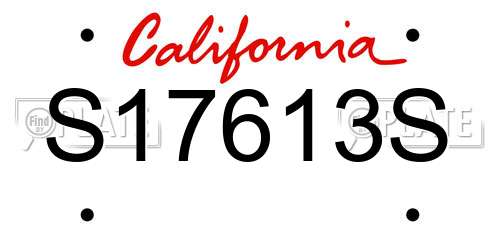 S17613S California License Plate