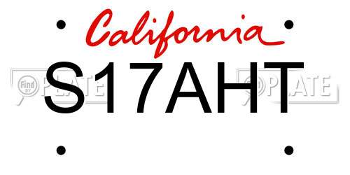 S17AHT California License Plate