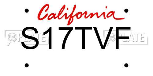 S17TVF California License Plate