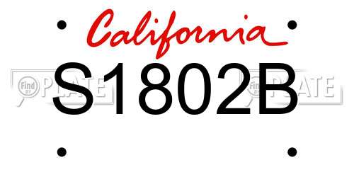 S1802B California License Plate