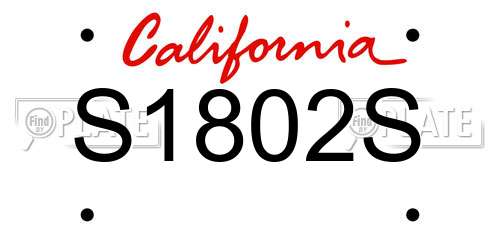 S1802S California License Plate