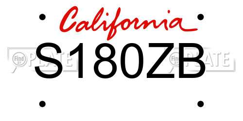 S180ZB California License Plate