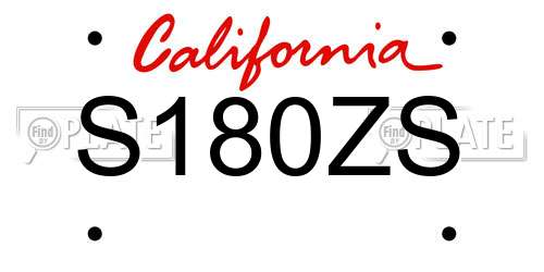 S180ZS California License Plate