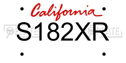 S182XR California License Plate