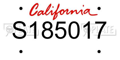 S185017 California License Plate