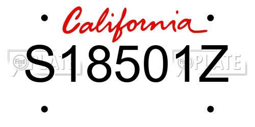 S18501Z California License Plate
