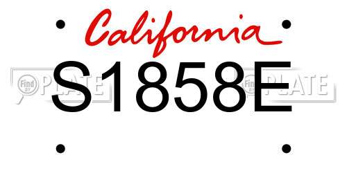S1858E California License Plate