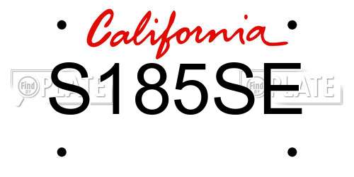 S185SE California License Plate