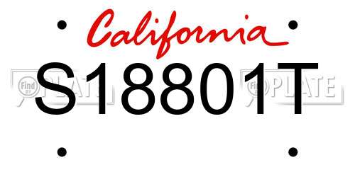 S18801T California License Plate
