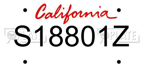 S18801Z California License Plate