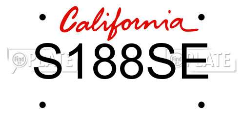S188SE California License Plate