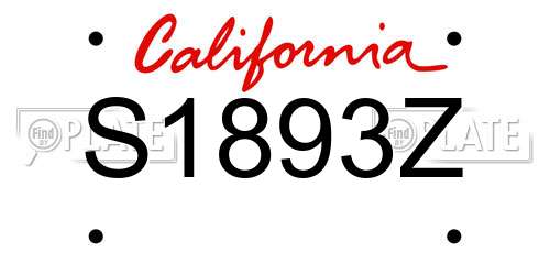 S1893Z California License Plate