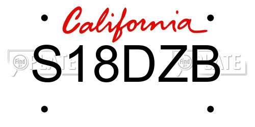 S18DZB California License Plate