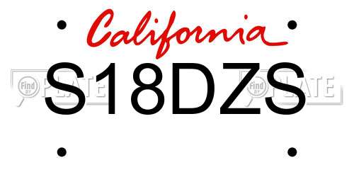S18DZS California License Plate
