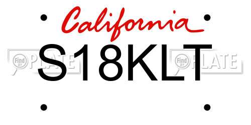S18KLT California License Plate