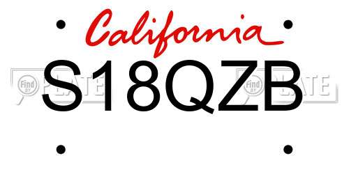 S18QZB California License Plate