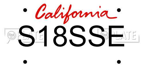 S18SSE California License Plate