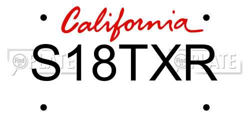 S18TXR California License Plate