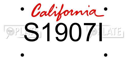 S1907I California License Plate