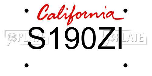 S190ZI California License Plate