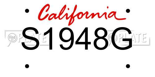 S1948G California License Plate