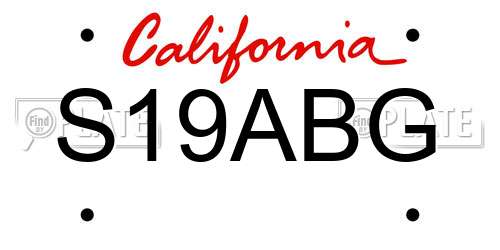 S19ABG California License Plate
